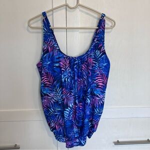 Younique Soft Padded Scoop Neck Tankini Patterned Swim Top, XL